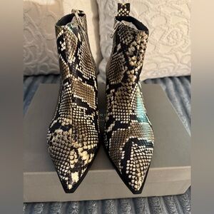 Everlane Snakeskin Ankle Boots - Black and Tan